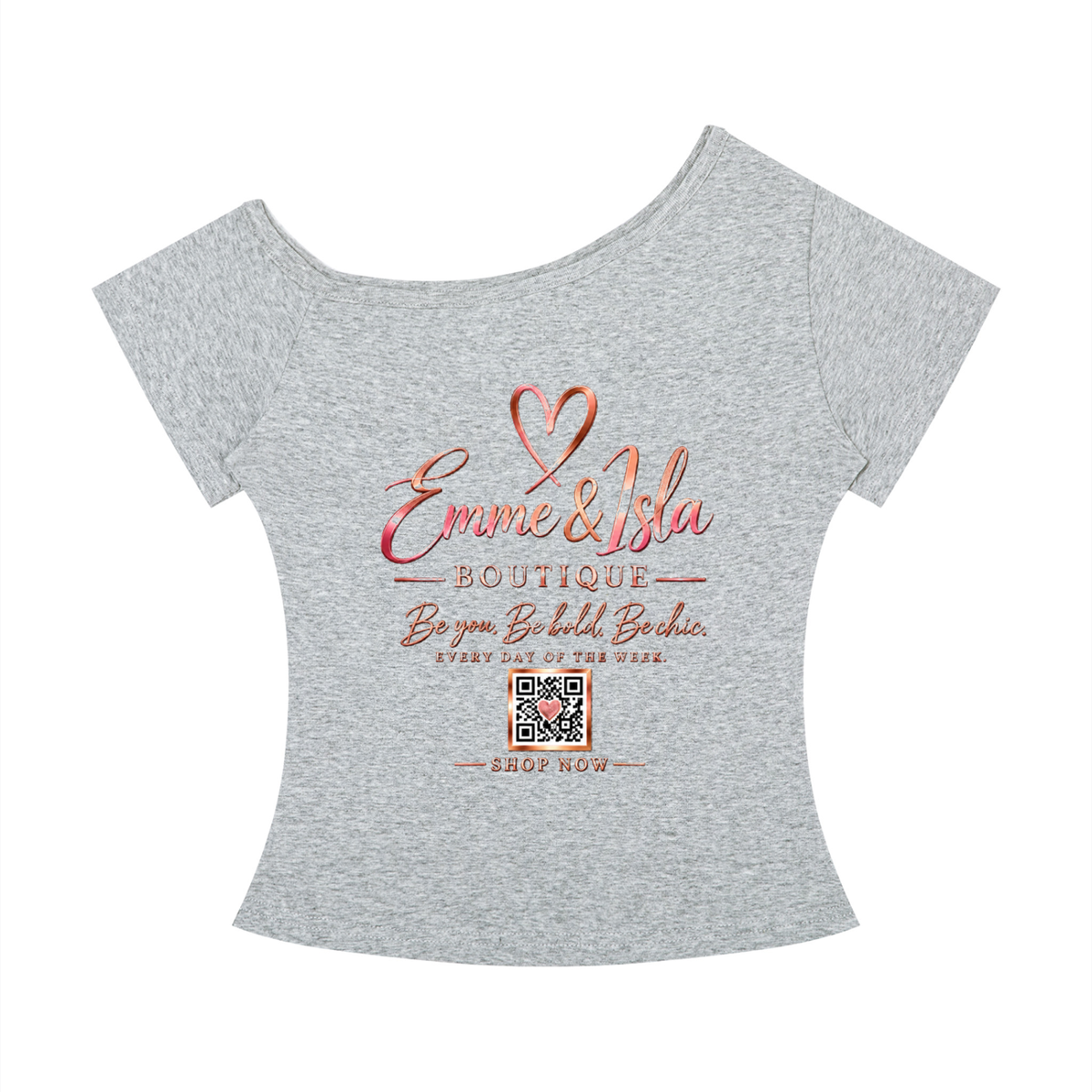 EmmeandIsla,SignatureCollection,OffShoulder,BoutiqueTee,RoseGold,Tops